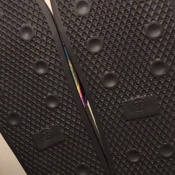 Black and Blue Slide Sandals with Vibrant Design - Picture 8 of 10